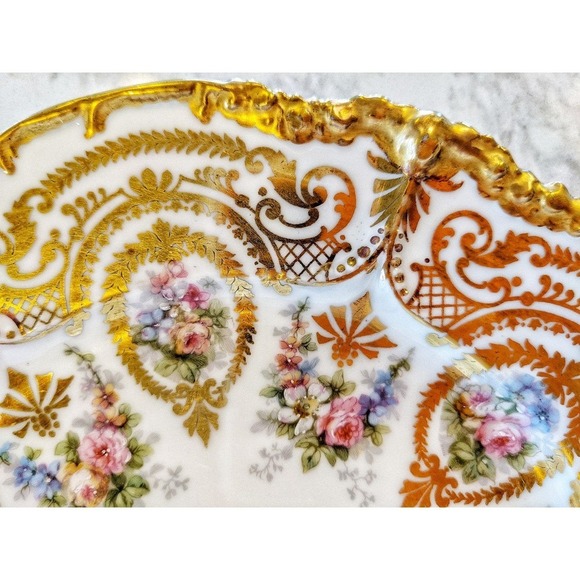 Vintage RARE Jean Pouyat Limoges Gold Gild Plate Floral - Picture 8 of 10